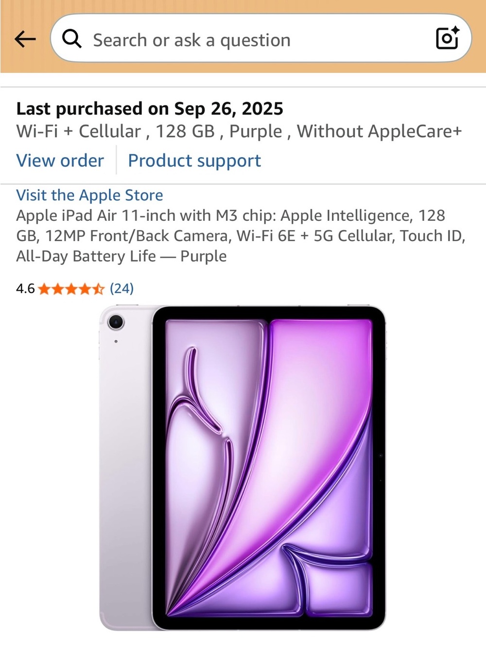 Apple iPad Air 11-inch in Purple and Silver